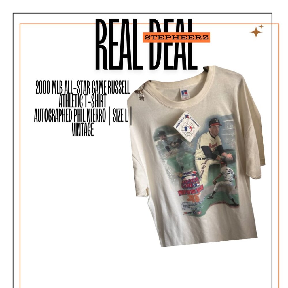 2000 MLB All-Star Game Russell Athletic T-Shirt Autographed Phil Niekro